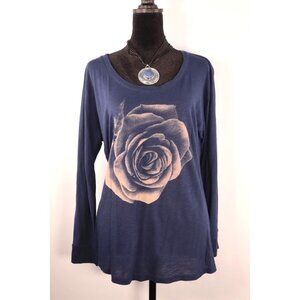 Lucky Brand Women's Long Sleeve Rose Print Top‎ Size Medium